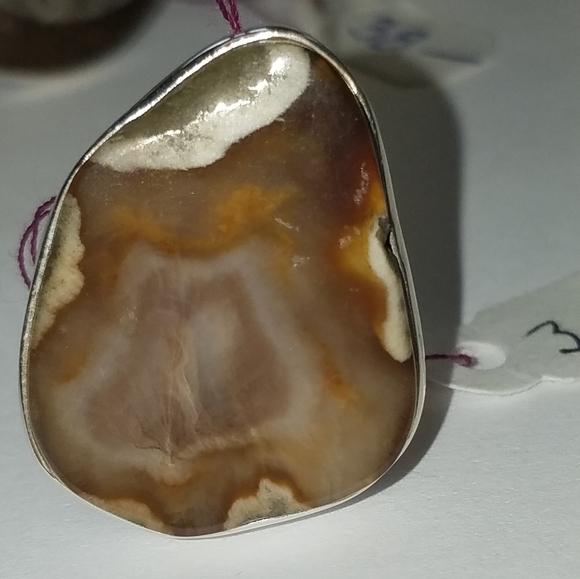 New Sterling Silver Petrified Wood Ring Size 7.5 - Picture 1 of 6